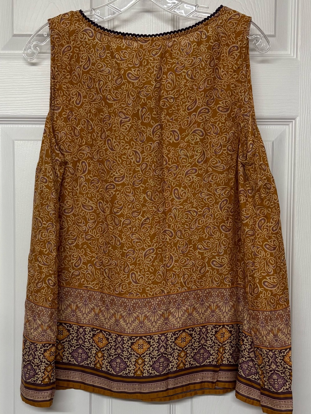 J. Jill Mustard Yellow and Purple Print Top Sz LP - Picture 4 of 4